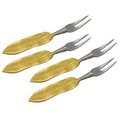 Gold Feather Forks Set of 4 (6")
